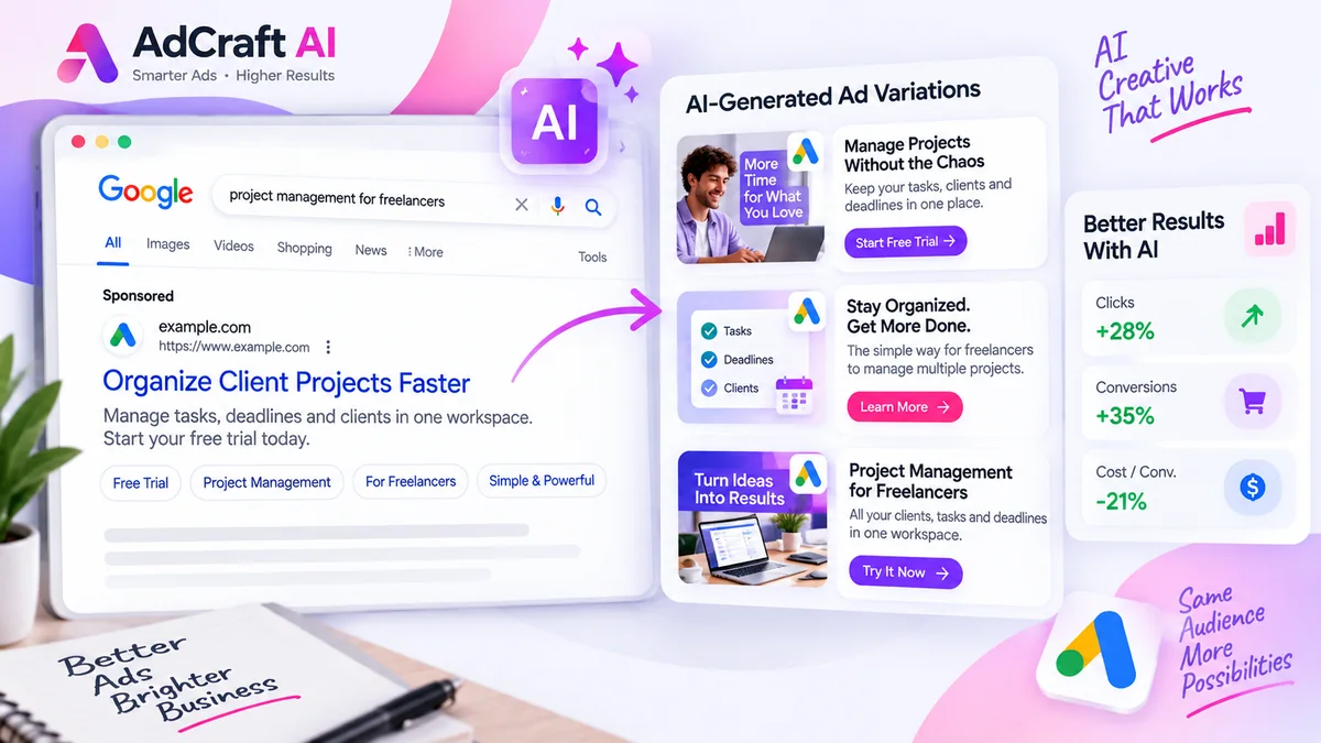 Example of an AI assisted Google advertising creative