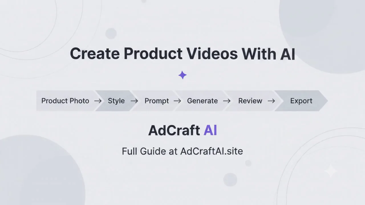 AI product video workflow from product photo to style, prompt, generation, review and export