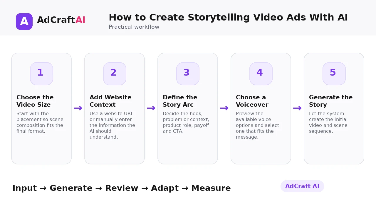 How to Create Storytelling Video Ads With AI workflow