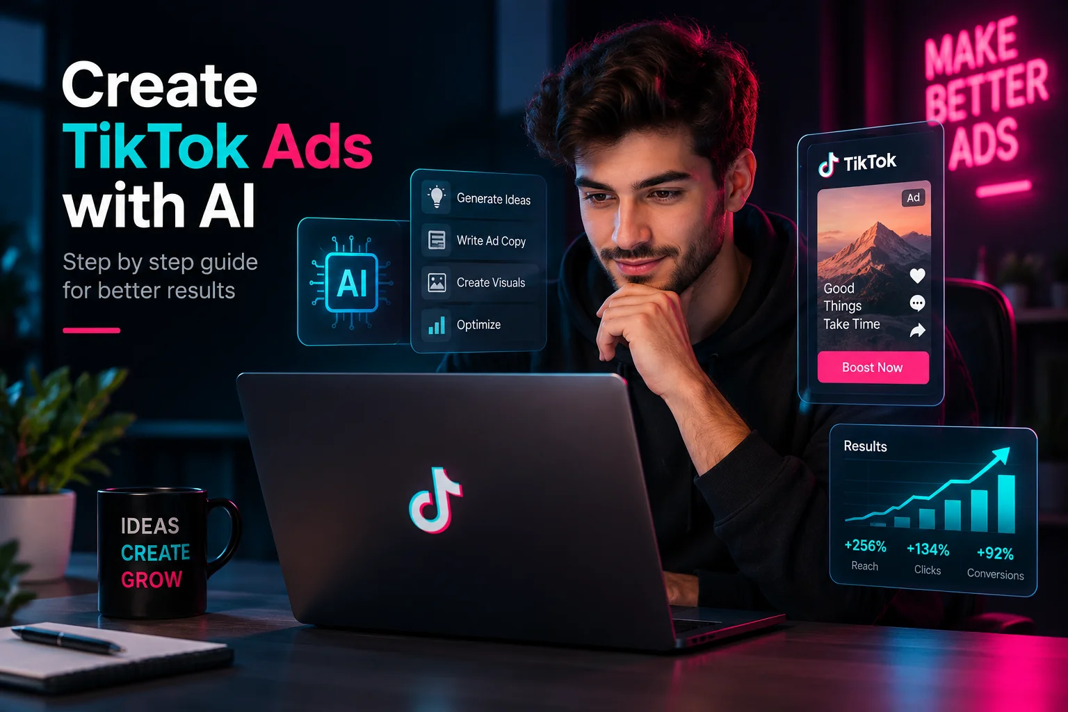 TikTok ads with AI workflow from idea to campaign testing