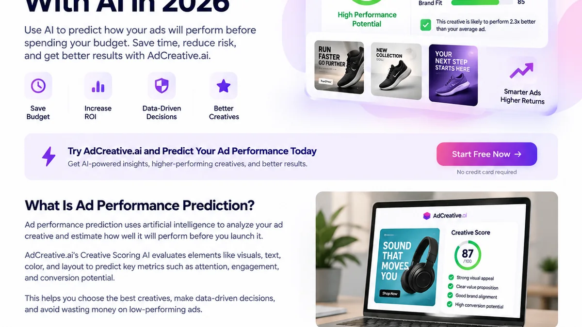Example of AI ad creative scoring with performance recommendations