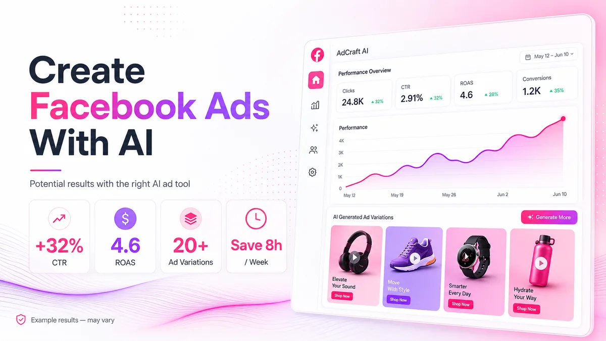 Example results from testing Facebook ad creatives with AI
